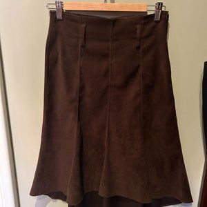 Luly K faux suede brown skirt, medium